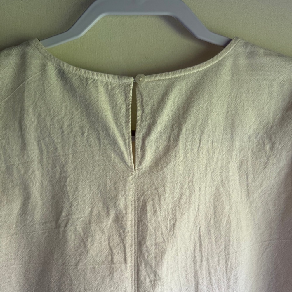 Madewell Cream Cotton Puff Sleeve Blouse Off White 3/4 Balloon Sleeve Top M - Picture 6 of 9
